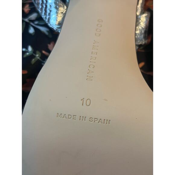 Good American Heels Square Toe Silver Snake Size 10 NWOT - Picture 4 of 7